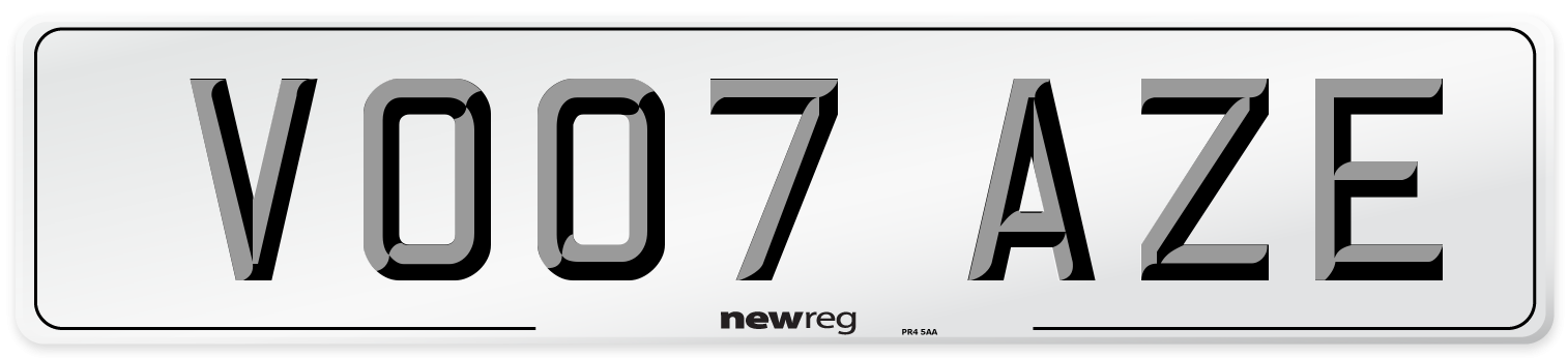 VO07 AZE Number Plate from New Reg